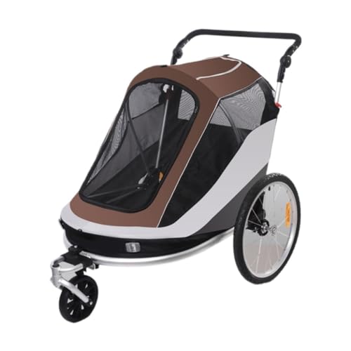 Hundewagen Der Haustier-Kinderwagen Ist Praktisch Und Einfach, Faltbar, Aus Leichtem Material, Mittlere Und Große Größe for Katzen Und Hunde Kinderwagen Für Haustiere(Brown) von DTQBYOY