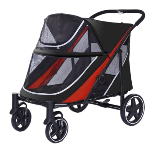 Hundewagen Der Haustier-Kinderwagen Ist Praktisch Und Einfach, Faltbar, Aus Leichtem Material, Mittlere Und Große Größe for Katzen Und Hunde Kinderwagen Für Haustiere(Red) von DTQBYOY