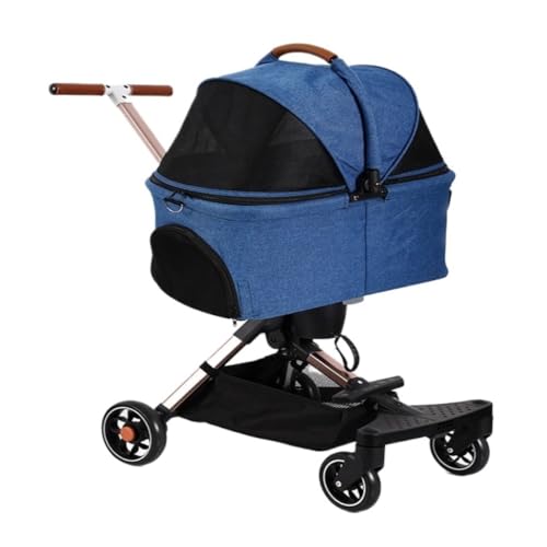 Hundewagen Der Kinderwagen for Haustiere ist leicht, klein und mittelgroß, faltbar, abnehmbar und leicht for Reisen im Freien Kinderwagen Für Haustiere(Blue) von DTQBYOY