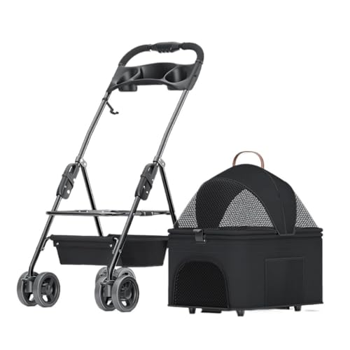 Hundewagen Durch Die Autotasche Getrennter Allrad-Universal-Hundekinderwagen for Katzen Und Hunde Mit Verfügbarem Rücksitz Kinderwagen Für Haustiere(Black) von DTQBYOY