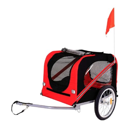 Hundewagen Haustier-Kinderwagen, Fahrrad-Kinderwagen, Rahmen, zusammenklappbarer Haustier-Kinderwagen, Outdoor-Reiten, Haustier-Kinderwagen, Reise-Haustier-Kinderwagen Kinderwagen Für Haustiere(Red) von DTQBYOY