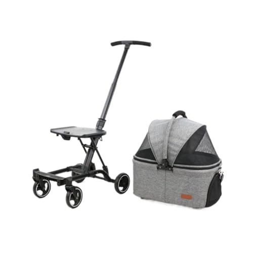 Hundewagen Haustier-Kinderwagen, Faltbarer Dreirädriger Kinderwagen for Katzen Und Hunde, Kleiner Kinderwagen for Spazierengehen Mit Hunden, Leichter Kinderwagen Kinderwagen Für Haustiere(H) von DTQBYOY