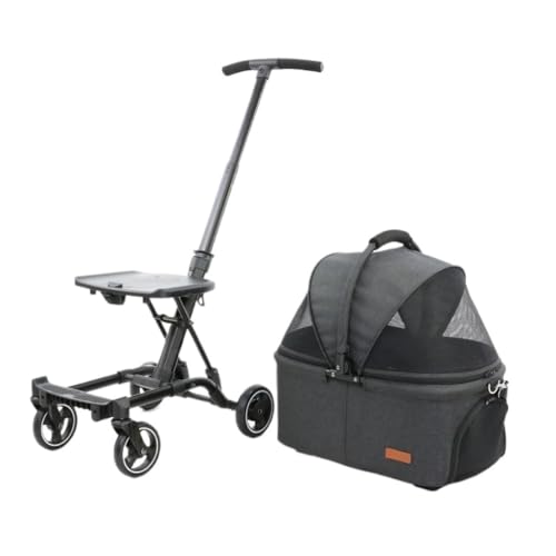 Hundewagen Haustier-Kinderwagen, Faltbarer Dreirädriger Kinderwagen for Katzen Und Hunde, Kleiner Kinderwagen for Spazierengehen Mit Hunden, Leichter Kinderwagen Kinderwagen Für Haustiere(L) von DTQBYOY