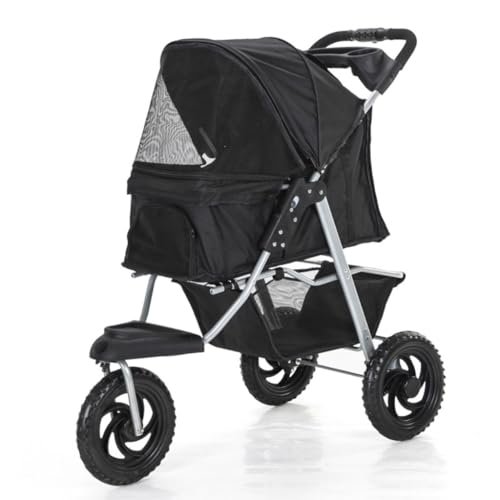 Hundewagen Haustier-Kinderwagen, Hunde-Kinderwagen, Faltbar, Abnehmbar Und Waschbar, Geteilte Haustier-Autotasche, Zwinger, Haustier-Dreirad-Kinderwagen Kinderwagen Für Haustiere(Black) von DTQBYOY