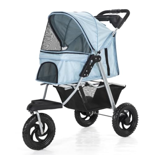 Hundewagen Haustier-Kinderwagen, Hunde-Kinderwagen, Faltbar, Abnehmbar Und Waschbar, Geteilte Haustier-Autotasche, Zwinger, Haustier-Dreirad-Kinderwagen Kinderwagen Für Haustiere(Blue) von DTQBYOY