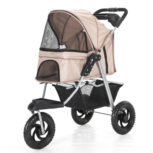 Hundewagen Haustier-Kinderwagen, Hunde-Kinderwagen, Faltbar, Abnehmbar Und Waschbar, Geteilte Haustier-Autotasche, Zwinger, Haustier-Dreirad-Kinderwagen Kinderwagen Für Haustiere(Brown) von DTQBYOY