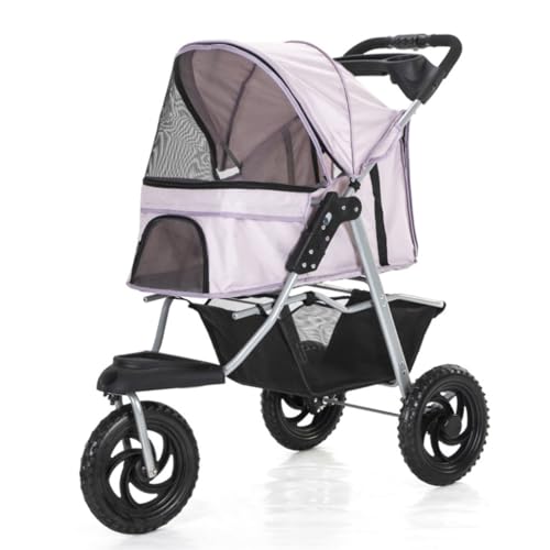 Hundewagen Haustier-Kinderwagen, Hunde-Kinderwagen, Faltbar, Abnehmbar Und Waschbar, Geteilte Haustier-Autotasche, Zwinger, Haustier-Dreirad-Kinderwagen Kinderwagen Für Haustiere(Pink) von DTQBYOY