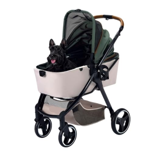 Hundewagen Haustier-Kinderwagen, Hunde-Kinderwagen, Katzen-Kinderwagen, Leichter Haustier-Kinderwagen, Unverzichtbar for Reisen Mit Kleinen Haustieren Kinderwagen Für Haustiere(Green) von DTQBYOY