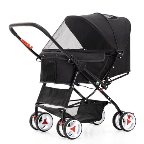 Hundewagen Haustier-Kinderwagen, Hunde-Kinderwagen, Praktisch, Faltbar, Aus Leichtem Material, for Kleine Und Mittelgroße Hunde Und Katzen Kinderwagen Für Haustiere(Black) von DTQBYOY