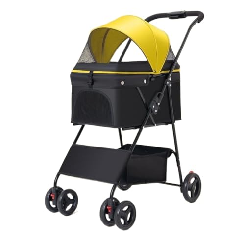 Hundewagen Haustier-Kinderwagen, Kinderwagen for Hunde Und Katzen for Ausgehen, Kleiner Haustier-Kinderwagen, Leicht, for Outdoor-Reisen, Faltbar Kinderwagen Für Haustiere(Yellow,A) von DTQBYOY