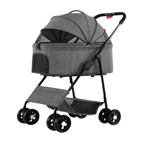 Hundewagen Haustier-Kinderwagen, Leicht, Faltbar, Abnehmbar, for Kleine Und Mittelgroße Haustiere, Tragbarer, Abnehmbarer Kinderwagen Kinderwagen Für Haustiere(Black) von DTQBYOY