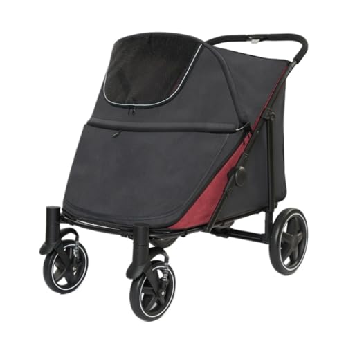 Hundewagen Haustier-Kinderwagen, Leicht, Multifunktional, Haustier-Kinderwagen, Hunde-Kinderwagen, Katze, Tragbar, Faltbar, for Den Außenbereich Kinderwagen Für Haustiere(Black) von DTQBYOY