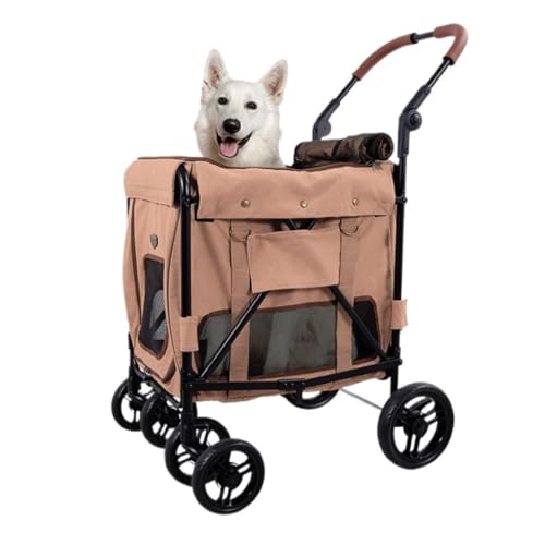 Hundewagen Haustier-Kinderwagen, Leichter, Faltbarer Hunde-Kinderwagen, Freistehender Katzen-Ausflugs-Kinderwagen, Multifunktionaler Kinderwagen Kinderwagen Für Haustiere(Pink) von DTQBYOY