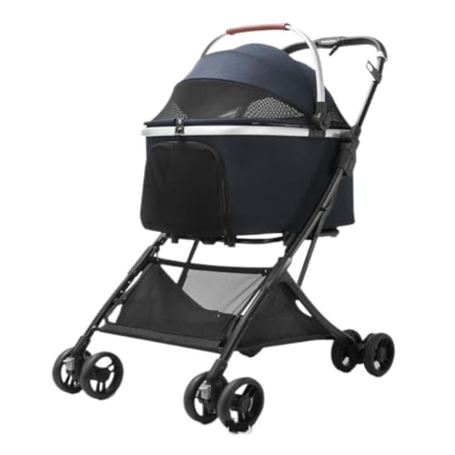 Hundewagen Haustier-Kinderwagen, One-Touch-Faltkorb, Trennungswagen, Katzen- Und Hunde-Kinderwagen, Haustier-Kinderwagen, Hundespaziergang Kinderwagen Für Haustiere(Blue) von DTQBYOY