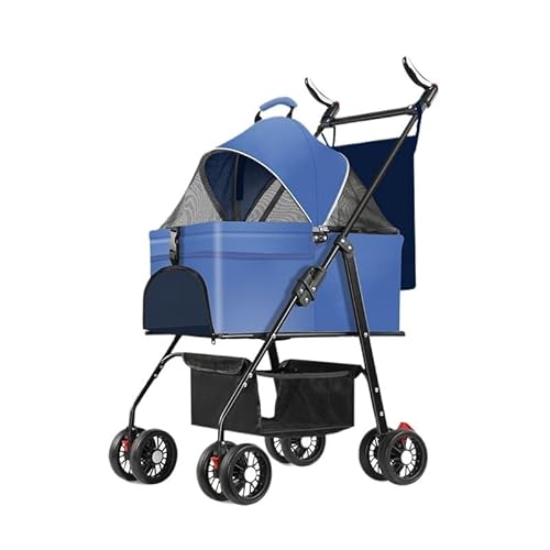 Hundewagen Haustier-Kinderwagen, Spezieller Kinderwagen for Hunde, Tragbar, Leicht Und Faltbar for Kleine Haustiere Beim Ausgehen Kinderwagen Für Haustiere(Blue,C) von DTQBYOY