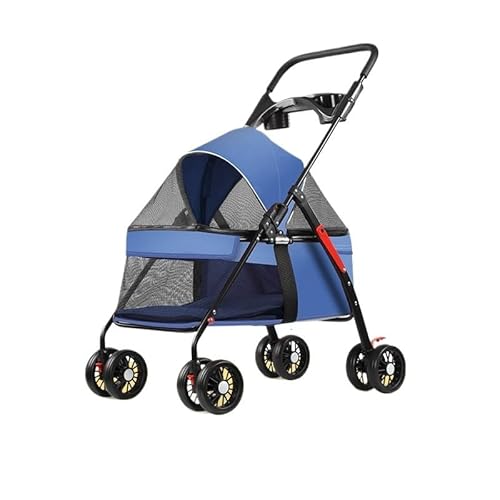 Hundewagen Haustier-Kinderwagen, Spezieller Kinderwagen for Hunde, Tragbar, Leicht Und Faltbar for Kleine Haustiere Beim Ausgehen Kinderwagen Für Haustiere(Blue,D) von DTQBYOY