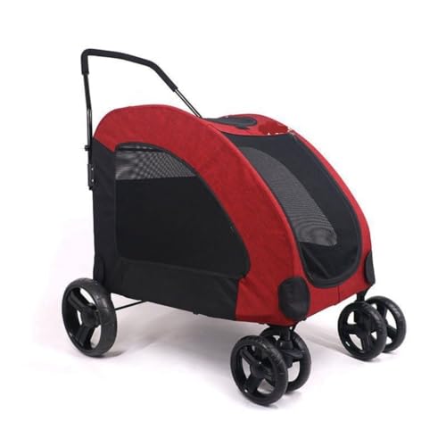 Hundewagen Haustier-Kinderwagen, vierrädriger Haustier-Kinderwagen, zusammenklappbarer Haustier-Kinderwagen, Leichter Haustier-Kinderwagen, großer Haustier-Kinderwagen Kinderwagen Für Haustiere(Red) von DTQBYOY