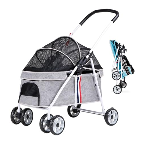 Hundewagen Haustier-Kinderwagen, vierrädriger Kinderwagen for mittelgroße Hunde, Kleiner Hund, Leichter Kinderwagen, Faltbarer Outdoor-Haustier-Kinderwagen Kinderwagen Für Haustiere(G) von DTQBYOY