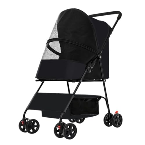 Hundewagen Haustier-Kinderwagen for Ausflüge, Kleiner Zugwagen, Welpen-Kinderwagen, Hunde-Gassi-Wagen, Kleine, Leichte, Faltbare Katze Kinderwagen Für Haustiere(Black) von DTQBYOY