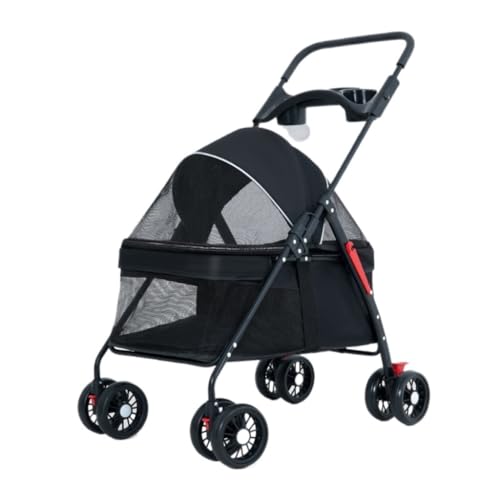 Hundewagen Haustier-Kinderwagen for Ausflüge, Kleiner Zugwagen, Welpen-Kinderwagen, Hunde-Gassi-Wagen, Kleine, Leichte, Faltbare Katze Kinderwagen Für Haustiere(Black) von DTQBYOY