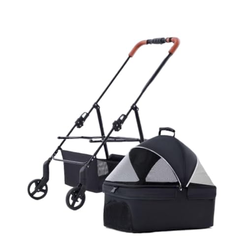 Hundewagen Haustier-Kinderwagen for Ausflüge, Kleiner Zugwagen, Welpen-Kinderwagen, Hunde-Gassi-Wagen, Kleine, Leichte, Faltbare Katze Kinderwagen Für Haustiere(Black) von DTQBYOY