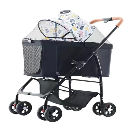 Hundewagen Haustier-Kinderwagen for Ausflüge, Kleiner Zugwagen, Welpen-Kinderwagen, Hunde-Gassi-Wagen, kleine, leichte, Faltbare Katze Kinderwagen Für Haustiere(Blue) von DTQBYOY