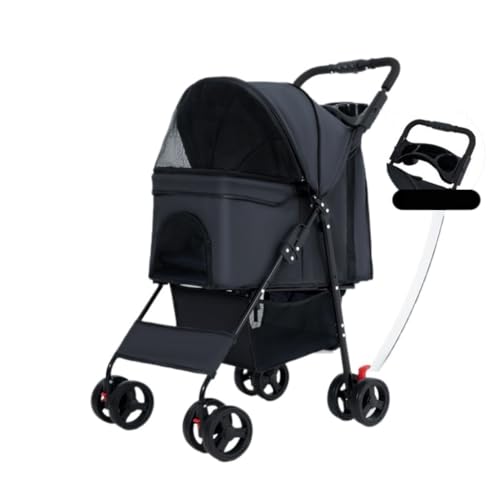 Hundewagen Haustier-Kinderwagen for Ausflüge, Kleiner Zugwagen, Welpen-Kinderwagen, Hunde-Walking-Wagen, Kleine, Leichte, Faltbare Katze Kinderwagen Für Haustiere(Black) von DTQBYOY