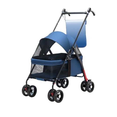 Hundewagen Haustier-Kinderwagen for Ausflüge, Kleiner Zugwagen, Welpen-Kinderwagen, Hunde-Walking-Wagen, Kleine, Leichte, Faltbare Katze Kinderwagen Für Haustiere(Blue,C) von DTQBYOY