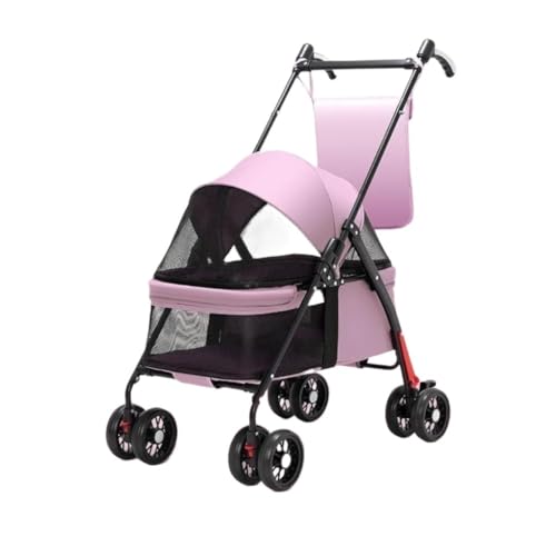 Hundewagen Haustier-Kinderwagen for Ausflüge, Kleiner Zugwagen, Welpen-Kinderwagen, Hunde-Walking-Wagen, Kleine, Leichte, Faltbare Katze Kinderwagen Für Haustiere(Pink,C) von DTQBYOY