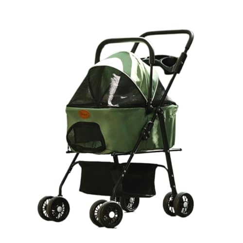 Hundewagen Haustier-Kinderwagen for Ausgehen, Kleiner Zugwagen, Welpen-Kinderwagen, Hunde-Kinderwagen, klein, leicht, abnehmbar, faltbar Kinderwagen Für Haustiere(Green) von DTQBYOY