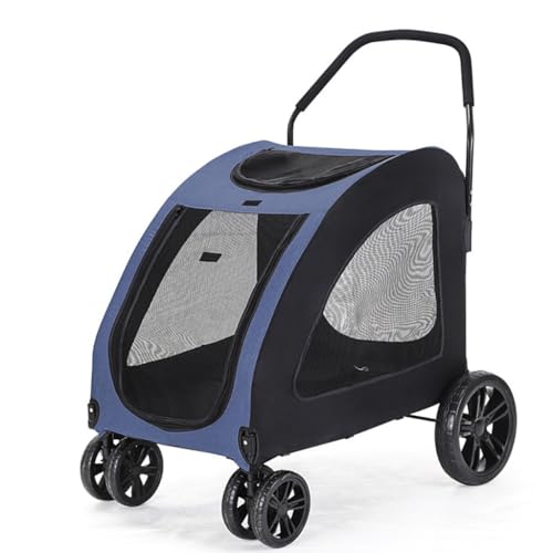 Hundewagen Haustier-Kinderwagen for Große Und Mittelgroße Hunde Und Katzen Beim Ausgehen, Leichter Und Tragbarer Faltbarer Hunde-Kinderwagen Kinderwagen Für Haustiere(Blue) von DTQBYOY