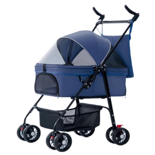 Hundewagen Haustier-Kinderwagen for Hunde Und Katzen, Kinderwagen for Outdoor-Reisen, Kleiner Haustier-Kinderwagen, Leicht Und Faltbar Kinderwagen Für Haustiere(B) von DTQBYOY