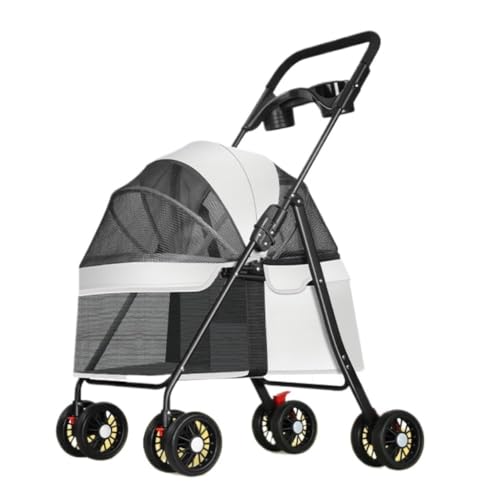 Hundewagen Haustier-Kinderwagen for Hunde Und Katzen, Leichter Faltbarer Und Abnehmbarer Outdoor-Haustier-Kinderwagen, Hunde-Laufkorb Kinderwagen Für Haustiere(G,A) von DTQBYOY