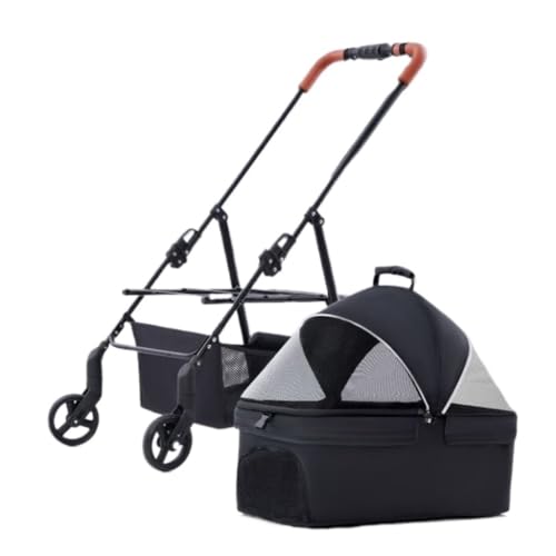 Hundewagen Haustier-Kinderwagen for Hunde Und Katzen. Teddy-Kinderwagen for Ausflüge. Kleiner Hunde-Kinderwagen, Leicht Und Abnehmbar Kinderwagen Für Haustiere(Black) von DTQBYOY