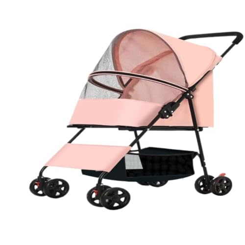 Hundewagen Haustier-Kinderwagen for Hunde und Katzen, faltbar und praktisch, for kleine Hunde, leicht, for den Außenbereich Kinderwagen Für Haustiere(Pink) von DTQBYOY