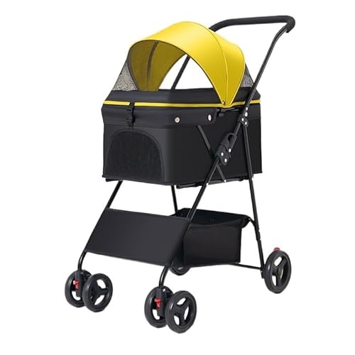 Hundewagen Haustier-Kinderwagen for Kleine Und Mittelgroße Hunde, Leicht, Faltbar Und Abnehmbar, Damit Hunde Und Katzen Ausgehen Können Kinderwagen Für Haustiere(Yellow) von DTQBYOY