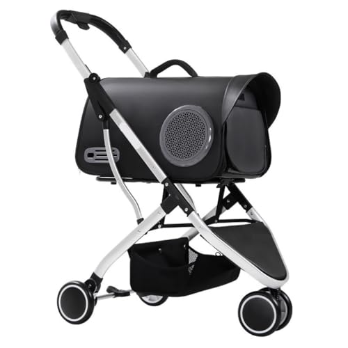 Hundewagen Haustier-Kinderwagen for Spazierengehen Mit Katzen Und Welpen, Faltbarer, Abnehmbarer Kinderwagen for Hunde Und Katzen for Reisen Im Freien Kinderwagen Für Haustiere(Black) von DTQBYOY