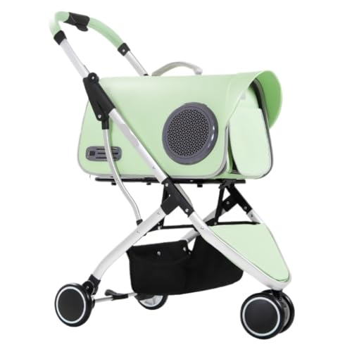 Hundewagen Haustier-Kinderwagen for Spazierengehen Mit Katzen Und Welpen, Faltbarer, Abnehmbarer Kinderwagen for Hunde Und Katzen for Reisen Im Freien Kinderwagen Für Haustiere(Green) von DTQBYOY