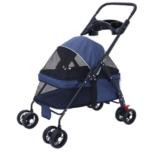 Hundewagen Haustier-Kinderwagen for kleine Hunde, Kleiner Kinderwagen, Hundewagen, Kleiner, Leichter, Faltbarer Hundewagen Kinderwagen Für Haustiere(Blue) von DTQBYOY