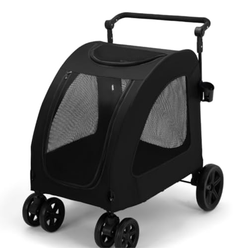 Hundewagen Haustier-Kinderwagen for mittelgroße und große Hunde, Faltbarer Outdoor-Kinderwagen for ältere Hunde, behindertengerechter Hilfswagen Kinderwagen Für Haustiere(Black) von DTQBYOY