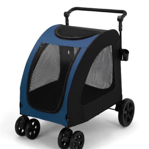 Hundewagen Haustier-Kinderwagen for mittelgroße und große Hunde, Faltbarer Outdoor-Kinderwagen for ältere Hunde, behindertengerechter Hilfswagen Kinderwagen Für Haustiere(Blue) von DTQBYOY