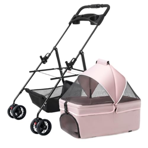 Hundewagen Haustier-Kinderwagen for mittelgroße und große Hunde, Faltbarer Outdoor-Kinderwagen for ältere Hunde, behindertengerechter Hilfswagen Kinderwagen Für Haustiere(Pink) von DTQBYOY