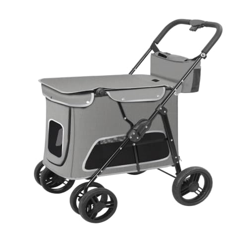 Hundewagen Haustier-Kinderwagen mit Zwei Eingängen und Oben, Abnehmbarer Aufbewahrungstasche, Vierrad-Haustier-Kinderwagen, Outdoor-Haustier-Kinderwagen Kinderwagen Für Haustiere(G) von DTQBYOY