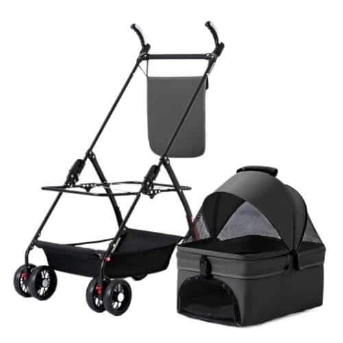 Hundewagen Haustierkatzen- Und Hundekinderwagen, Hunde- Und Katzen-Teddy-Kinderwagen, Kleiner Haustierkinderwagen, Leichter Hundekinderwagen Kinderwagen Für Haustiere(Black,B) von DTQBYOY