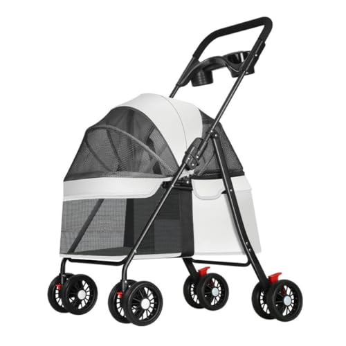 Hundewagen Kleiner Haustier-Ausflugwagen for Katzen Und Hunde, Haustier-Hundewagentasche, Separat, Leicht, Faltbar, Multifunktional Kinderwagen Für Haustiere(Black,A) von DTQBYOY