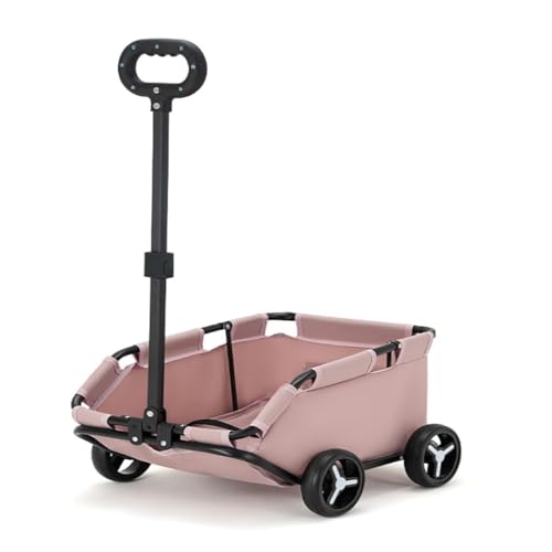 Hundewagen Kleiner Haustier-Kinderwagen, Hunde- und Katzen-Kinderwagen, Reise-Haustier-Hunde-Kinderwagen, Leichter Reise-Klapp-Haustier-Kinderwagen Kinderwagen Für Haustiere(Pink) von DTQBYOY