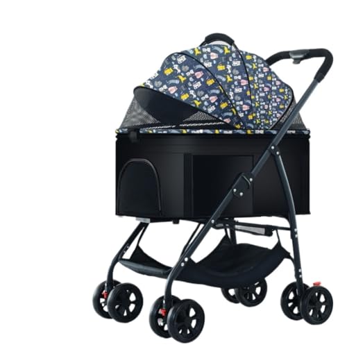 Hundewagen Leichter, Faltbarer Und Abnehmbarer Haustierwagen for Spazierengehen Mit Babys, Mittelgroßen Und Kleinen Hunden Und Katzen Beim Ausgehen Kinderwagen Für Haustiere(Blue) von DTQBYOY