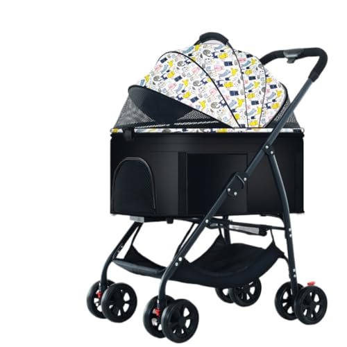 Hundewagen Leichter, Faltbarer Und Abnehmbarer Haustierwagen for Spazierengehen Mit Babys, Mittelgroßen Und Kleinen Hunden Und Katzen Beim Ausgehen Kinderwagen Für Haustiere(White) von DTQBYOY