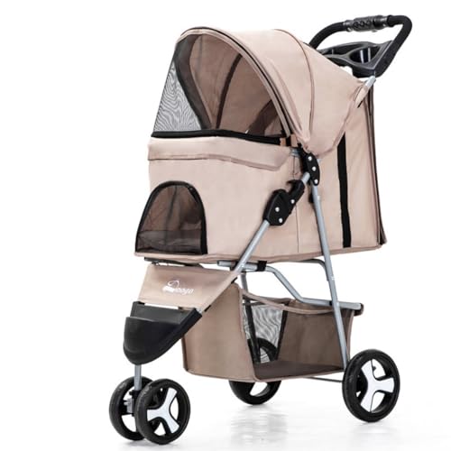 Hundewagen Leichter Faltbarer Haustier-Kinderwagen for Katzen und Hunde, dreirädriger Haustier-Kinderwagen, Hunde-Kinderwagen-Zubehör Kinderwagen Für Haustiere(A) von DTQBYOY