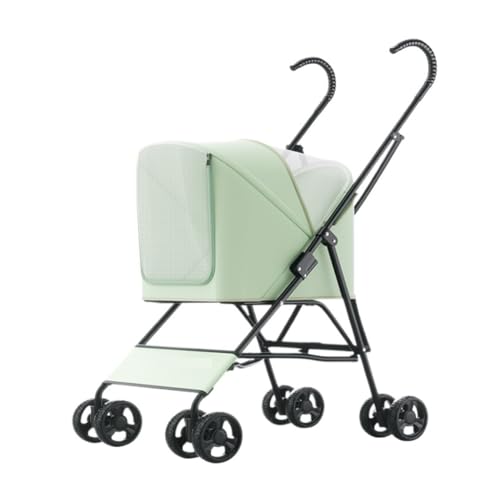 Hundewagen Leichter Haustier-Kinderwagen for Ausflüge, Kleiner Haustier-Kinderwagen, All-in-One, Ohne Installation Und Schnell Zu Verstauen Kinderwagen Für Haustiere(Green) von DTQBYOY